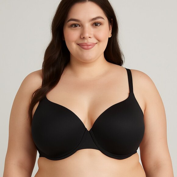 Lane Bryant Cacique Bra Lightly Lined T Shirt Cotton Blend Plus 44C Black - Picture 3 of 7